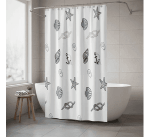 Cortina De Ducha Estampado Marino Conchas Anclas 180x180cm