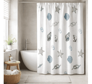 Cortina De Ducha Estampado Marino Conchas Anclas 180x180cm
