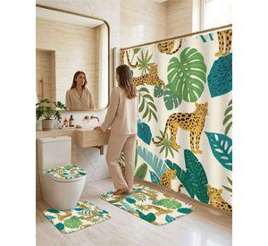 Set Decorativo De Baño 4 Piezas Cortina, Alfombras Y Funda De Inodoro m5