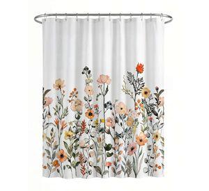 CORTINA DE BAÑO DE TELA IMPERMEABLE MAS FORRO CON DISEÑO FLOREADO F3
