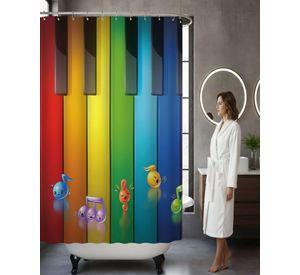 Juego de Cortina de Baño Tela Género + Forro Impermeable T17