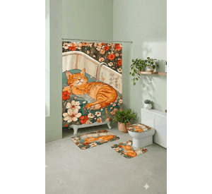 Cortinas De Banos Con Diseno Set 4 Piezas