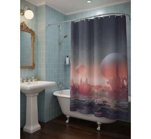 Juego de Cortina de Baño Tela Género + Forro Impermeable T38