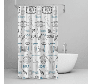 Cortina De ducha Impermeable 180x180cm Estampada Con Ganchos