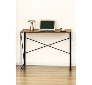 Mesa Escritorio Plegable de Metal y Madera Roble Oscuro 100x50x75 cm