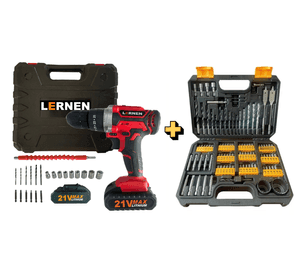Pack Taladro Inalámbrico Percutor 2 Baterías + Set De 99 Brocas