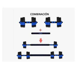 Kit Mancuernas Y Barra Armable 15kg Pesas Ajustables Fitness