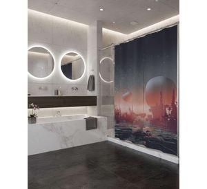 Cortina de Baño Tela Género + Forro Impermeable c38