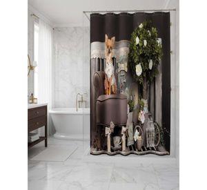Cortina de Baño Tela Género + Forro Impermeable c33