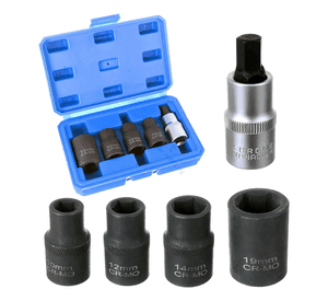 Juego De Dados Pentagonales 5 Piezas Llaves Vaso Mecanica Color Negro