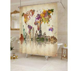 Cortina de Baño Tela Género + Forro Impermeable c09