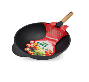 Wok chino 32cm mango madera aluminio fundido antiadherente