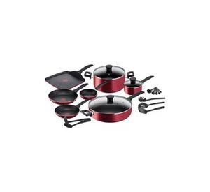 Batería T-fal - 20 Piezas, Easy Care, Aluminio Antiadherente, Color Rojo
