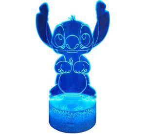 Lámpara ilusión 3D De Stitch 7 Colores Led