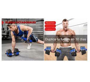 Set Mancuernas Y Barra Armable 20kg Pesas Ajustables Fitness
