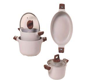 SET DE OLLAS DE COCINA 7 PIEZAS BLANCO