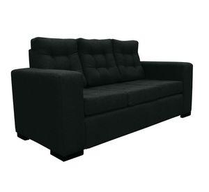 Sofá Antu Chenille Tipo Lino Negro 3 Cuerpos