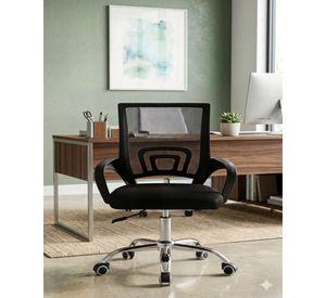 SILLA DE ESCRITORIO  CON BASE CROMADA COLOR NEGRO
