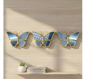 Set 3 Espejo Pared Mariposas Decorativas Arte Relieve Jhn