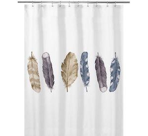 Cortina de Baño Plumas Grises
