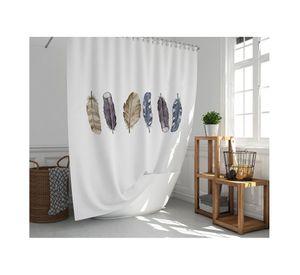 Cortina de Baño Plumas Grises