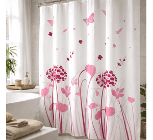 Cortina Para Ducha Flores Estampadas Impermeable 180x180cm