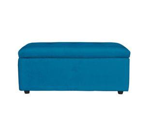 Banqueta Baul Felpa 100 X 50 X 45 azul petroleo
