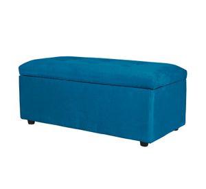 Banqueta Baul Felpa 100 X 50 X 45 azul petroleo