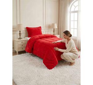 Cubrecama de Plush con Chiporro Diseño Ondas 1,5 plazas rojo