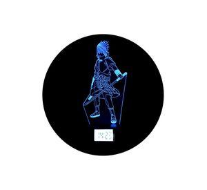 Lampara 3d Sasuke Espada Base Reloj USB