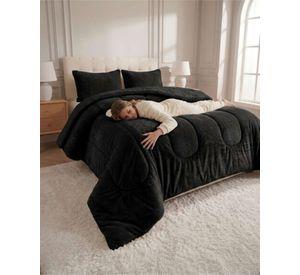 Cubrecama de Plush con Chiporro Diseño Ondas 2 plazas negro