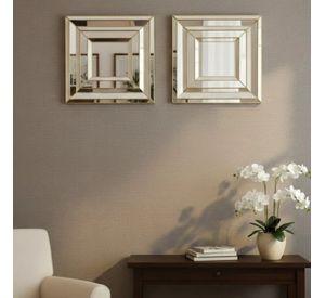 Set 2 Espejos Decorativos Pared Diseño Escultural AJ