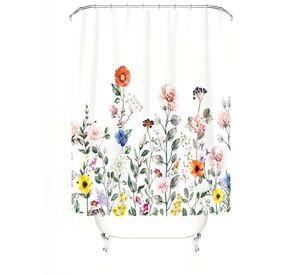 CORTINA PARA BAÑO IMPERMEABLE MAS FORRO CON DISEÑO FLOREADO 2