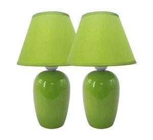 SET 2 LAMPARAS VELADOR CERAMICA VERDE E27 2X40W
