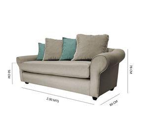 SOFÁ PRAT CHENILLE BEIGE 3 CUERPOS