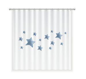 CORTINA DE BAÑO ALGODÓN ESTRELLAS AZULES