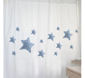 CORTINA DE BAÑO ALGODÓN ESTRELLAS AZULES