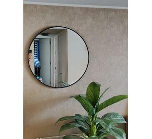 Espejo Circular 70 Cm Ø, Marco Metal Cepillado, Dorado/negro