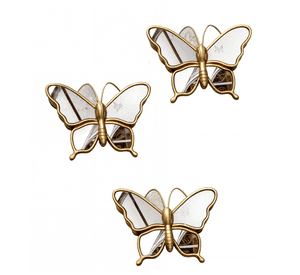 Set de 3 Espejos Mariposa Dorado Decoración Glamour Jhn