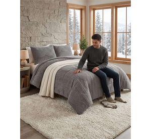 Cubrecama Trenzado Ultra Suave Invierno + Fundas gris oscuro