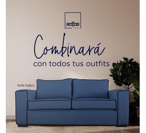 Sofá Gabro Felpa Azul 3 Cuerpos