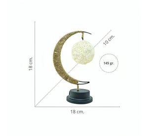 Lámpara LED Media Luna con Cáñamo y Colgante Rattan