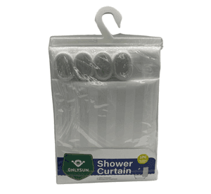 Cortina de Ducha Blanca 100% Poliéster con Tratamiento Impermeable - Incluye Ganchos