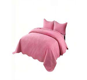 QUILT CUBRECAMA DE VERANO 1,5 PLAZAS CON RELIEVE COLOR ROSADO