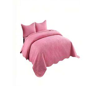 QUILT CUBRECAMA DE VERANO 1,5 PLAZAS CON RELIEVE COLOR ROSADO