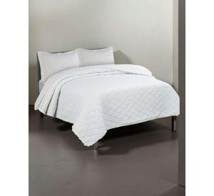 Cubrecama Quilt Primavera Verano Diseño con Pompones King-Superking
