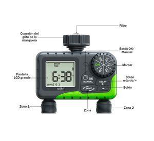 Programador Riego Automatico Controlador Digital 2 Zonas