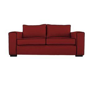 Sofá Gabro Chenille Tipo Lino Roja 3 Cuerpos