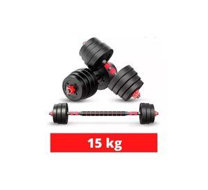 Set 2 De Mancuernas Ajustable De 15kg Con Unión Extensor Color Rojo