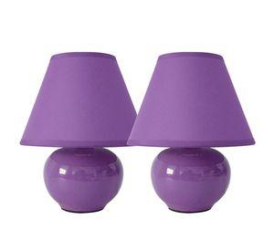SET 2 LAMPARAS VELADOR CERAMICA LILA E27 2X40W